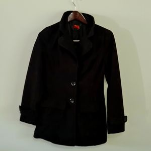 Woman's black single breasted pea coat